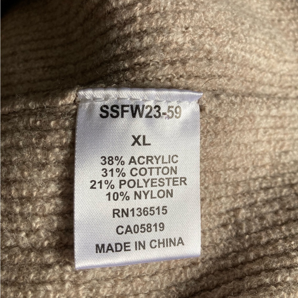 Stitches & Stripes Tan Ribbed Sweater NWT Puffed Sleeves Crew Neck XL - Picture 8 of 9